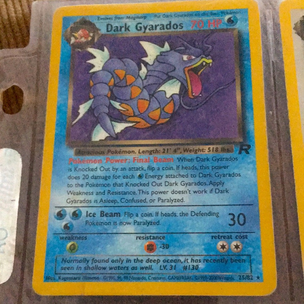 RARE Stage 1 Pokémon Dark Gyarados  70 HP Ice Beam 30 25/82